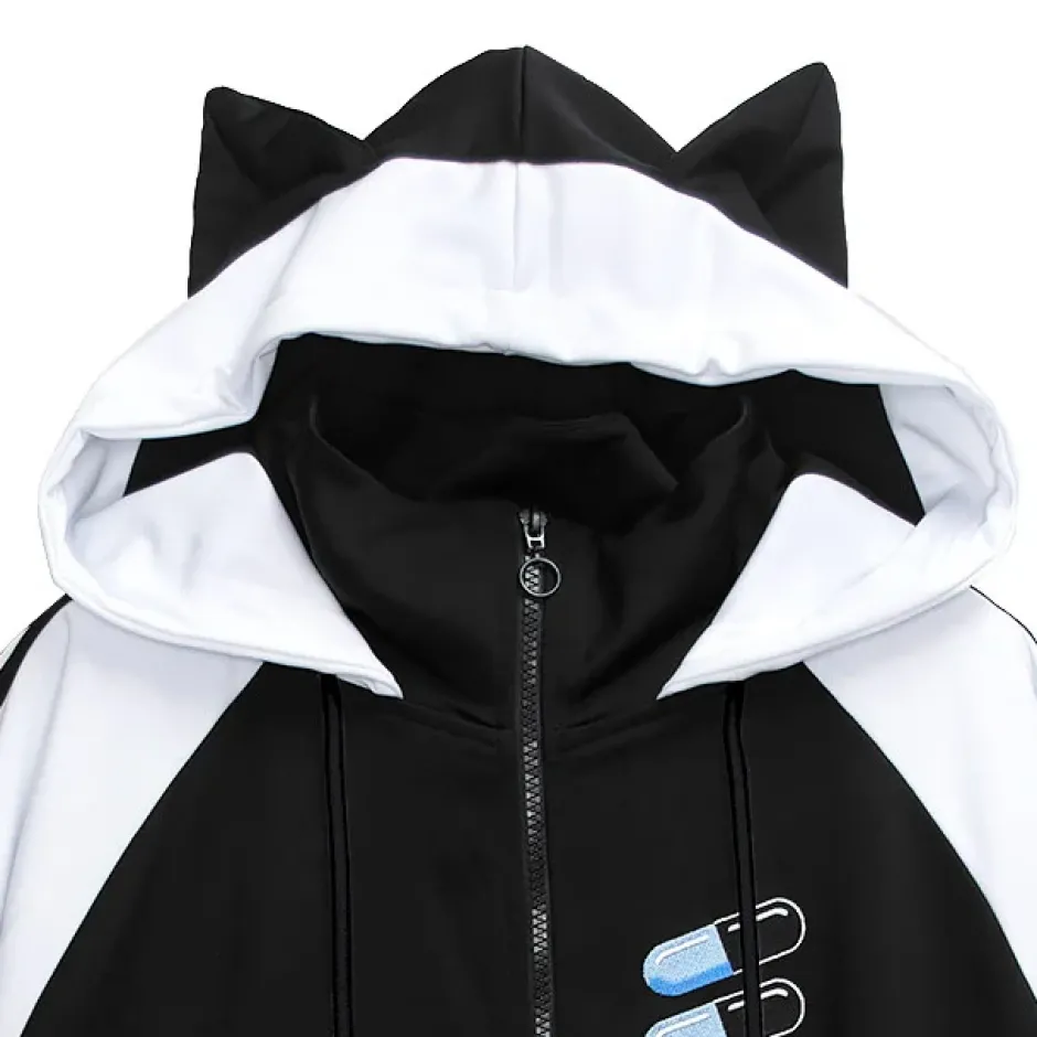LISTEN FLAVOR Cat Ear Capsule Mesh Jersey Hoodie Sale