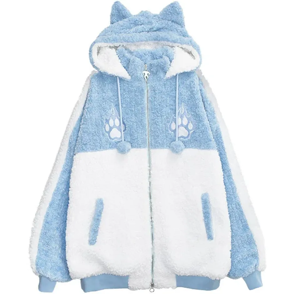 Jackets & Hoodies>LISTEN FLAVOR Cat Ear Fire Boa Blouson