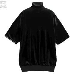 LISTEN FLAVOR Cat Eye Velour Half-Zip Pullover New