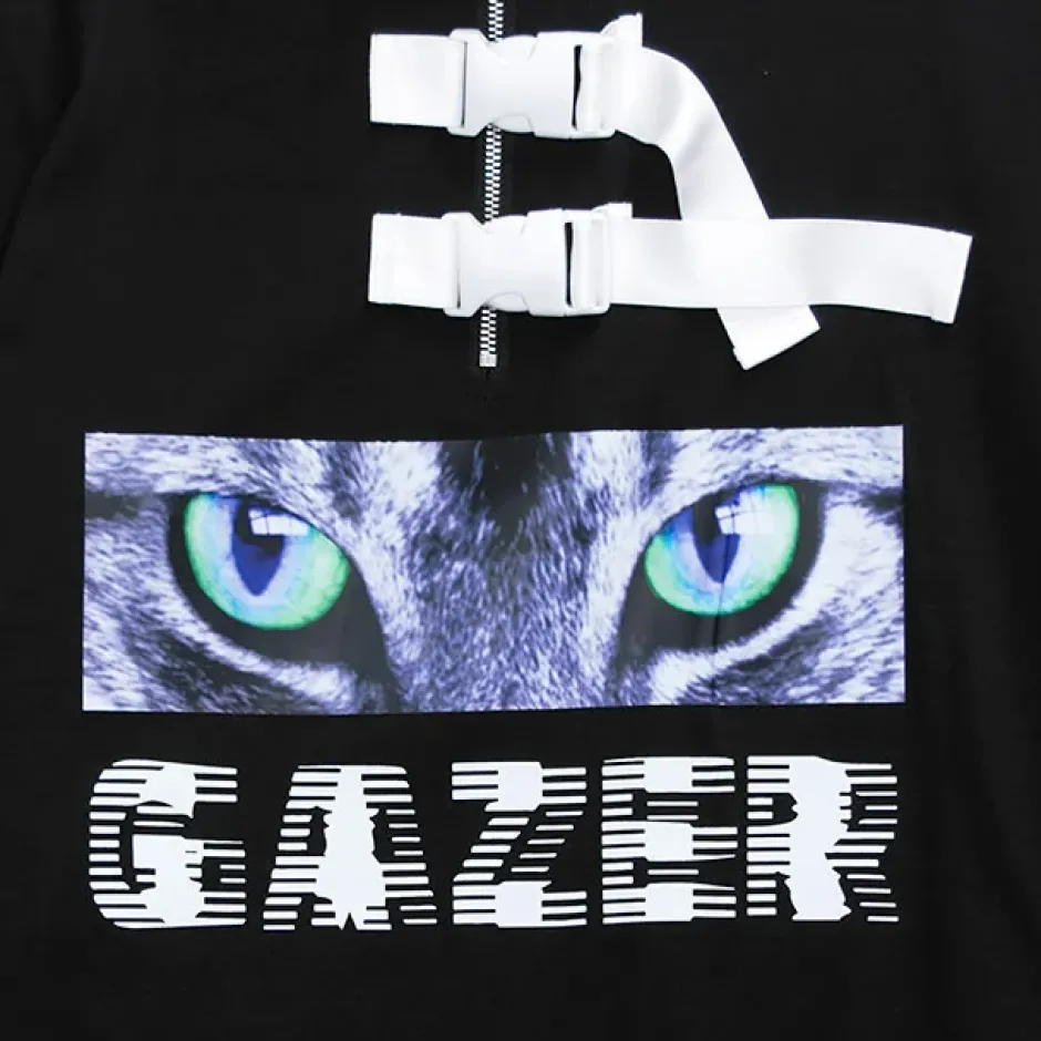 LISTEN FLAVOR Cat is Watching Half-Zip Pullover Sale