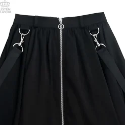 LISTEN FLAVOR Center Zip Hemline Skirt w/ Strap Hot