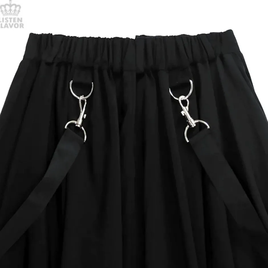 LISTEN FLAVOR Center Zip Hemline Skirt w/ Strap Hot
