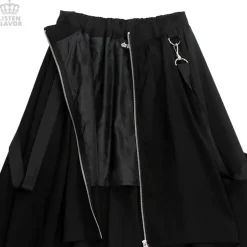 LISTEN FLAVOR Center Zip Hemline Skirt w/ Strap Hot