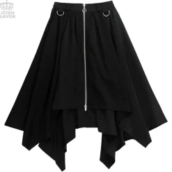 LISTEN FLAVOR Center Zip Hemline Skirt w/ Strap Hot