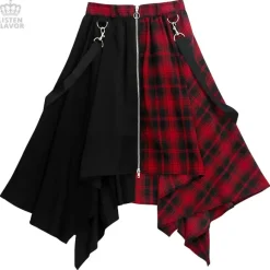 LISTEN FLAVOR Center Zip Hemline Skirt w/ Strap Hot