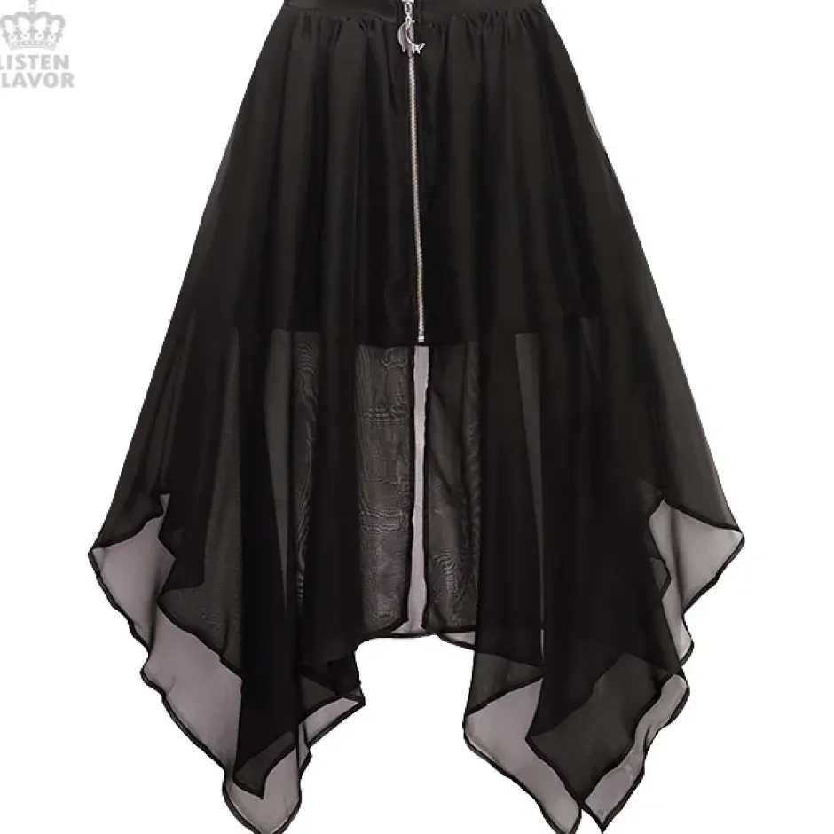 LISTEN FLAVOR Center Zip Hemline Skirt Online