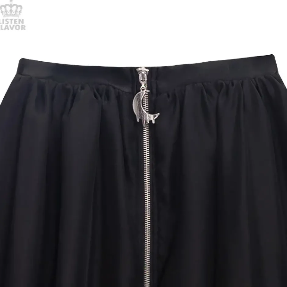 LISTEN FLAVOR Center Zip Hemline Skirt Online