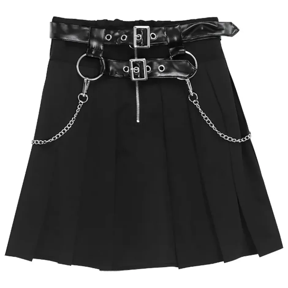 LISTEN FLAVOR Center Zip Skirt w/ Chain Clearance