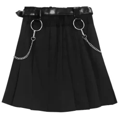 LISTEN FLAVOR Center Zip Skirt w/ Chain Clearance