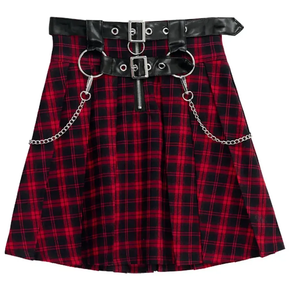 LISTEN FLAVOR Center Zip Skirt w/ Chain Clearance