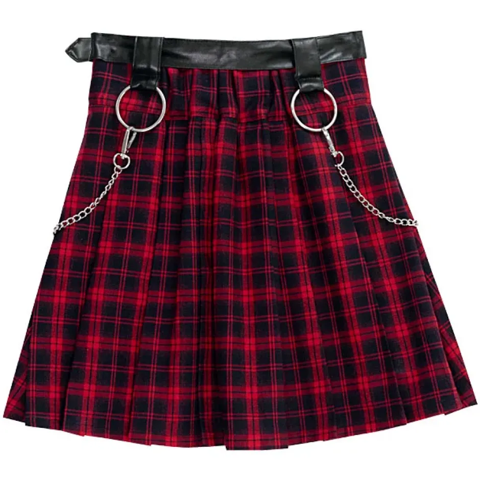 LISTEN FLAVOR Center Zip Skirt w/ Chain Clearance
