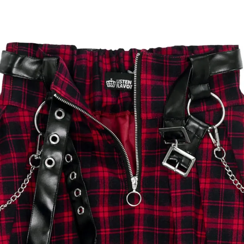 LISTEN FLAVOR Center Zip Skirt w/ Chain Clearance