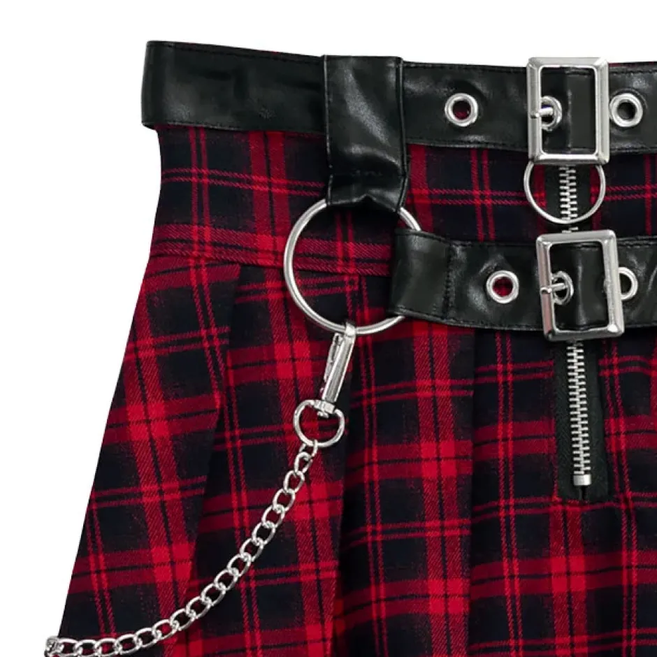 LISTEN FLAVOR Center Zip Skirt w/ Chain Clearance