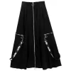 Bottoms>LISTEN FLAVOR Center Zip Strap Maxi Skirt Black