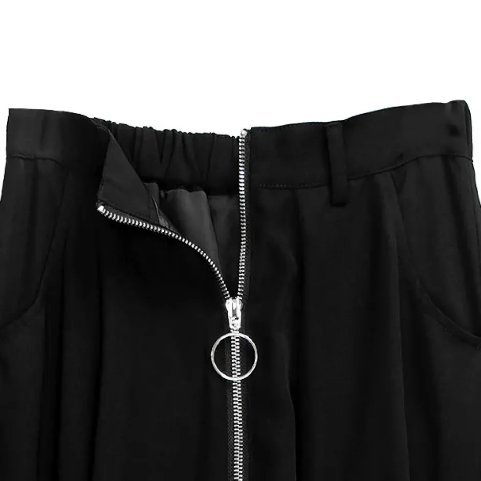 Bottoms>LISTEN FLAVOR Center Zip Strap Maxi Skirt Black