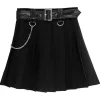 LISTEN FLAVOR Chain Belt Pleated Skirt Discount