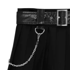 LISTEN FLAVOR Chain Belt Pleated Skirt Discount