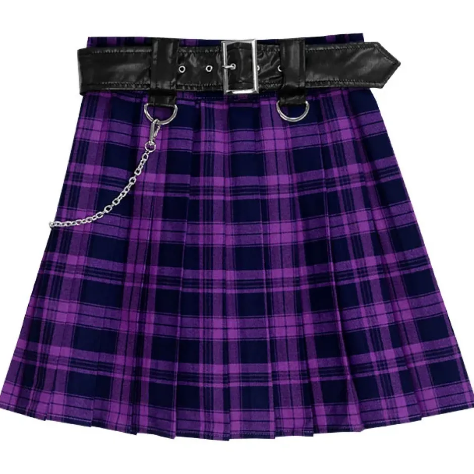 LISTEN FLAVOR Chain Belt Pleated Skirt Discount