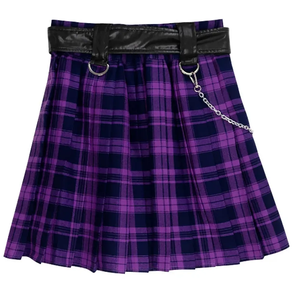 LISTEN FLAVOR Chain Belt Pleated Skirt Discount