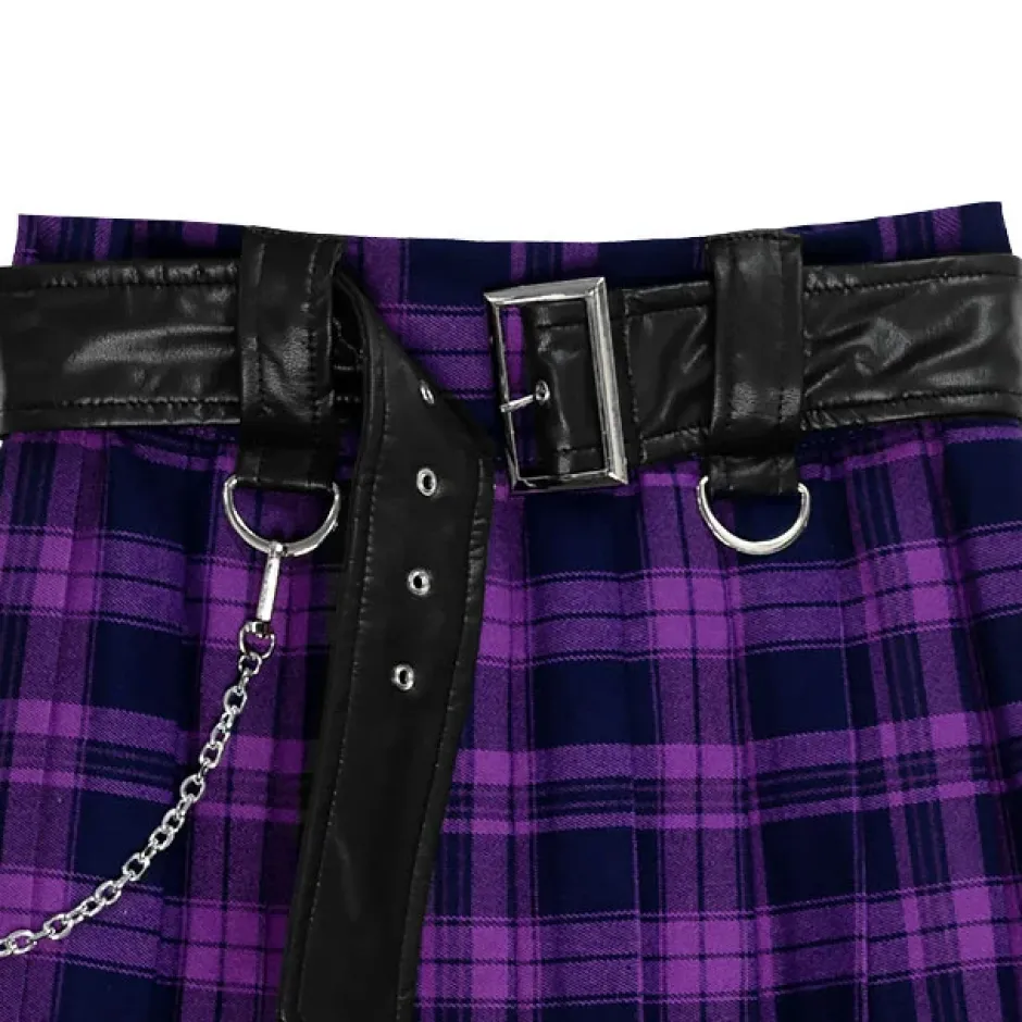 LISTEN FLAVOR Chain Belt Pleated Skirt Discount