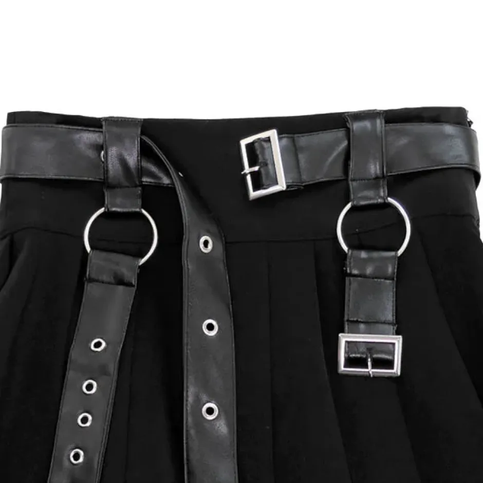 LISTEN FLAVOR Chain Belt Pleated Skirt Sale