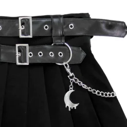 LISTEN FLAVOR Chain Belt Pleated Skirt Sale