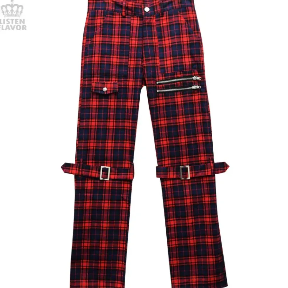 LISTEN FLAVOR Checkered Convertible Bondage Pants