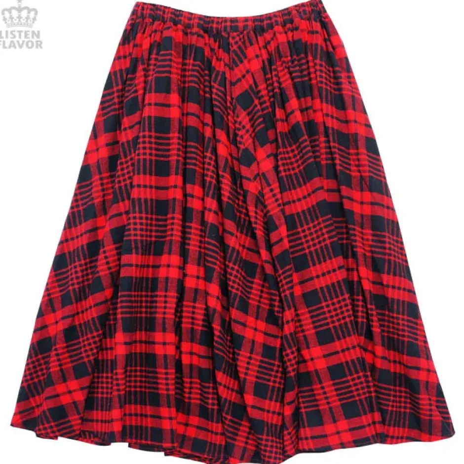 Bottoms>LISTEN FLAVOR Checkered Maxi Skirt