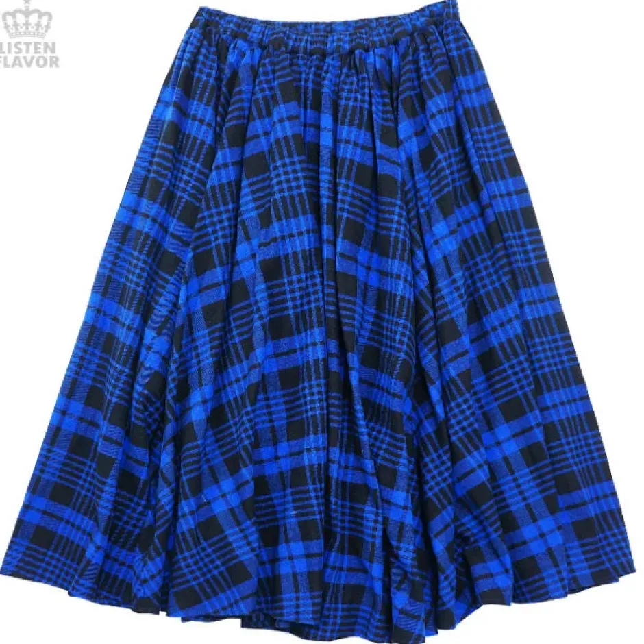 Bottoms>LISTEN FLAVOR Checkered Maxi Skirt