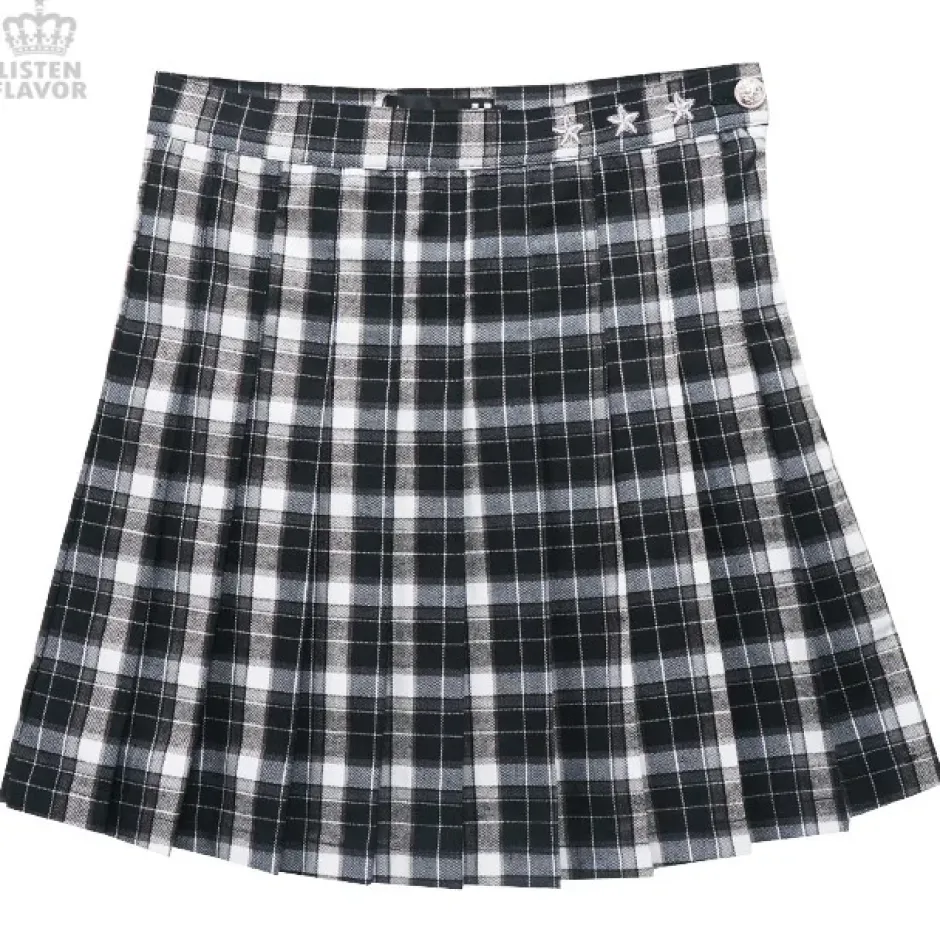 Bottoms>LISTEN FLAVOR Check Pleated Skirt