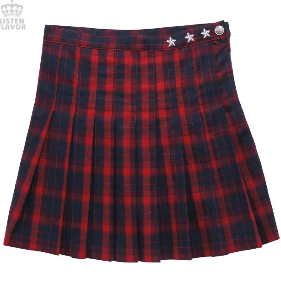 Bottoms>LISTEN FLAVOR Check Pleated Skirt
