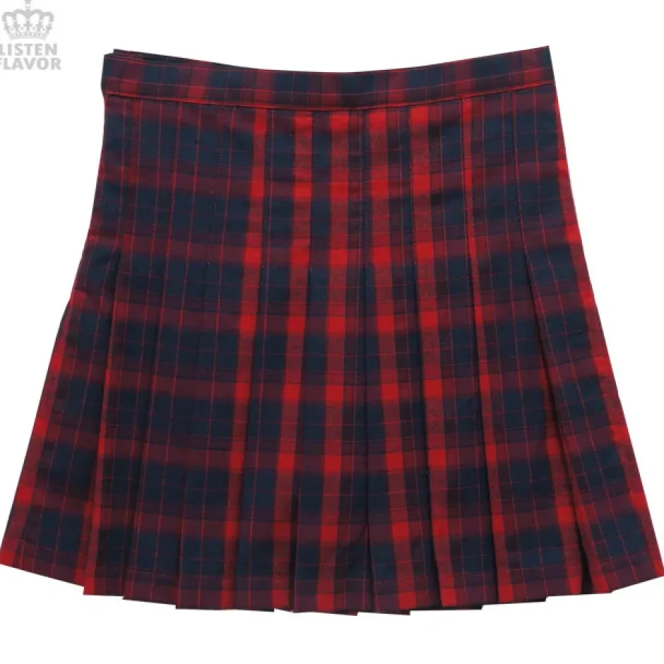 Bottoms>LISTEN FLAVOR Check Pleated Skirt
