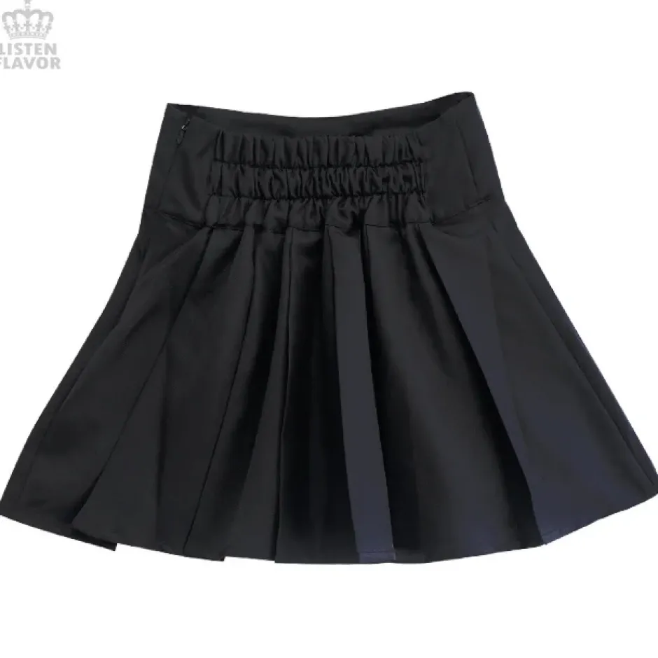 Bottoms>LISTEN FLAVOR Cherry Lace-Up Pleated Skirt