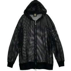 LISTEN FLAVOR Cool Mesh Zip Hoodie Black Outlet