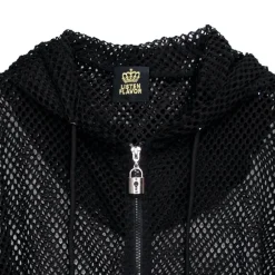 LISTEN FLAVOR Cool Mesh Zip Hoodie Black Outlet
