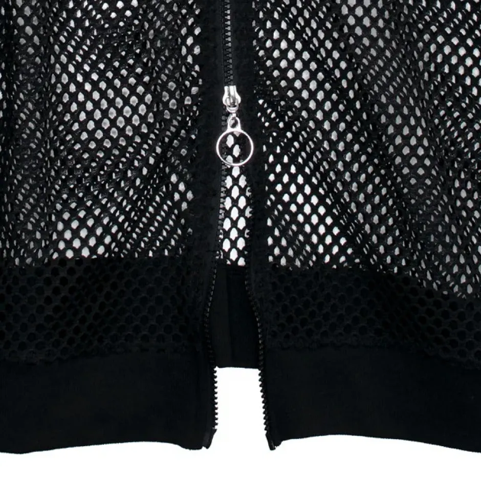 LISTEN FLAVOR Cool Mesh Zip Hoodie Black Outlet
