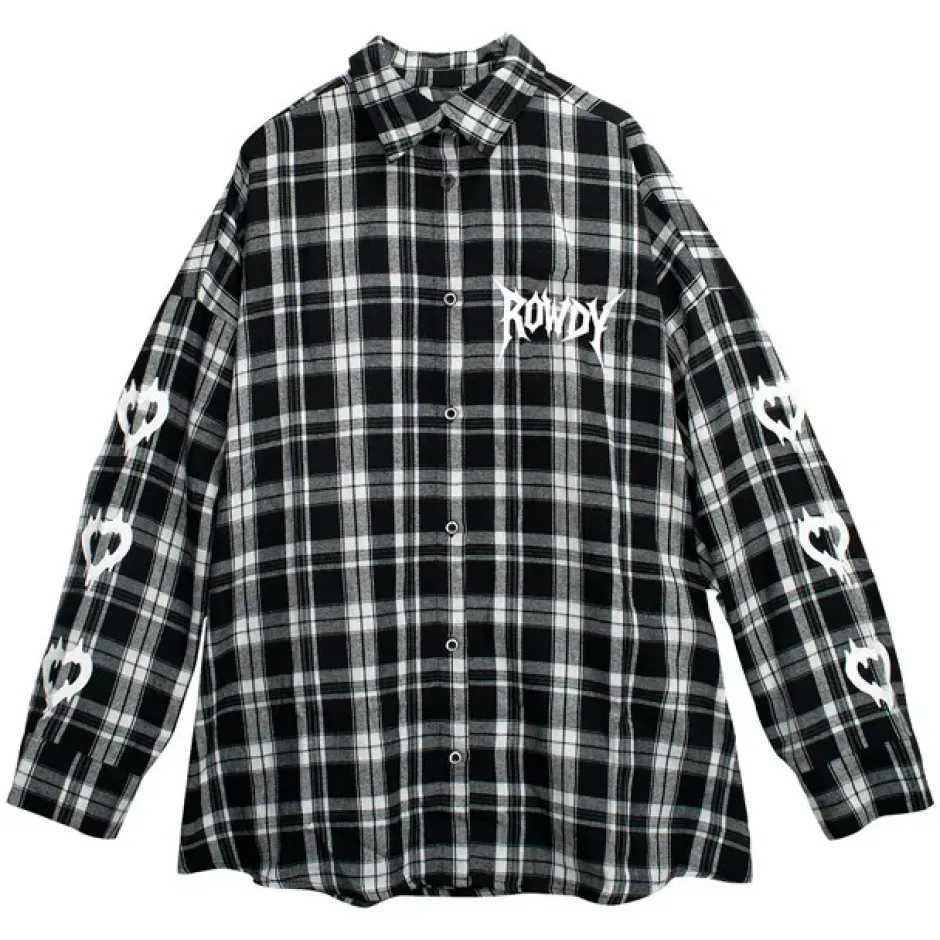 Tops>LISTEN FLAVOR Crazy Bear Checkered Shirt