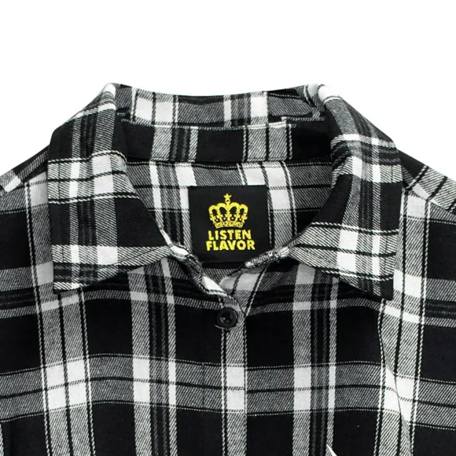 Tops>LISTEN FLAVOR Crazy Bear Checkered Shirt