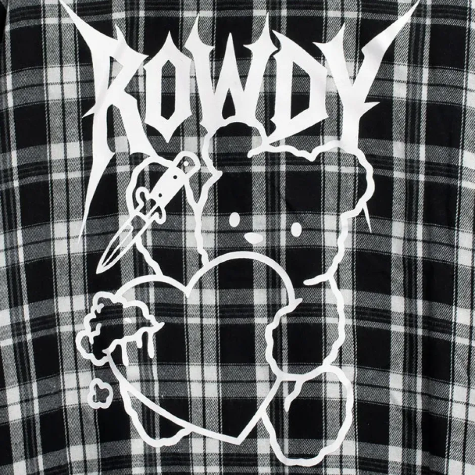 Tops>LISTEN FLAVOR Crazy Bear Checkered Shirt