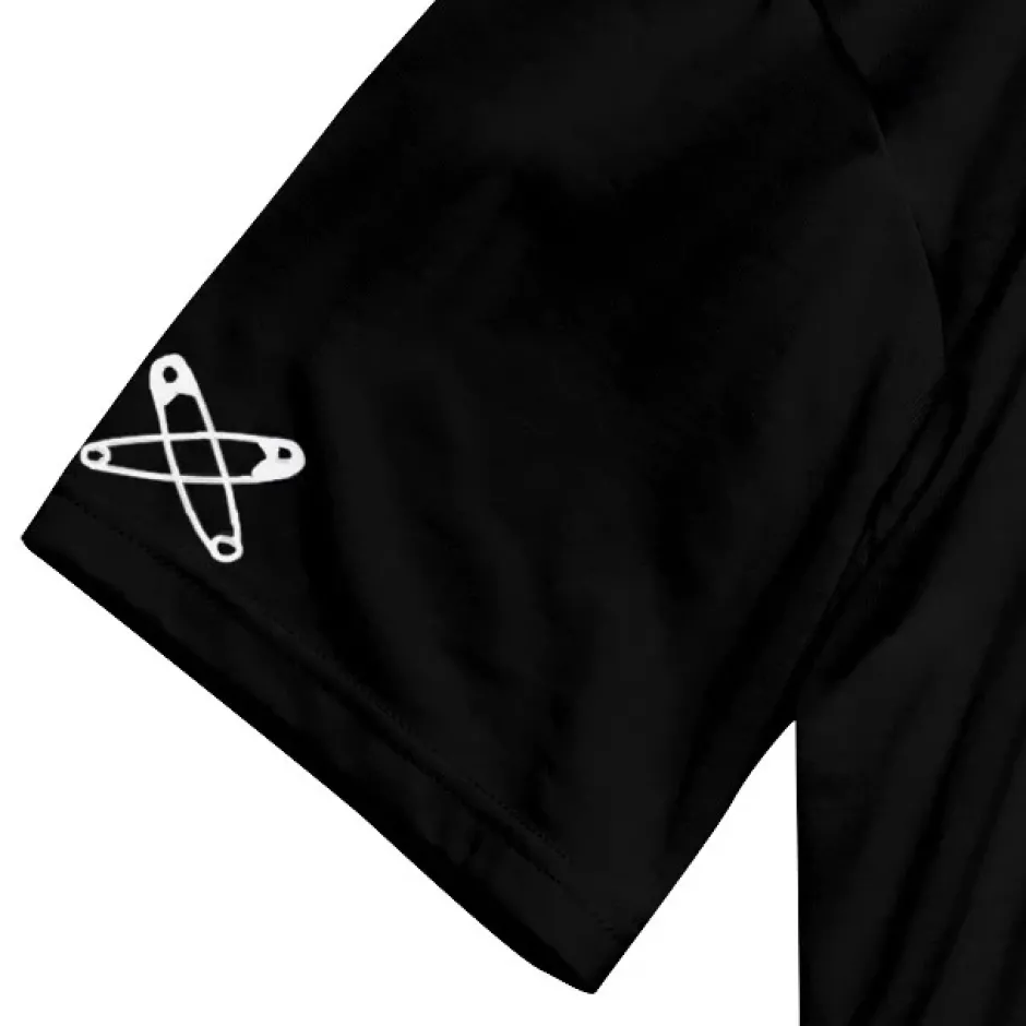 Tops>LISTEN FLAVOR Cross Safety Pin Lace-Up Asymmetrical Top