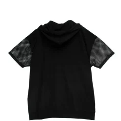 LISTEN FLAVOR Cutting Through Heart Switching Mesh Zip Hoodie Black