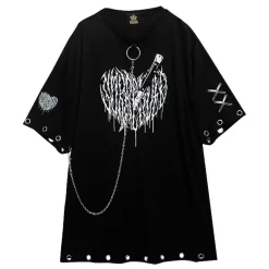 LISTEN FLAVOR Cutting Through Heart Eyelet Chain Top Sale