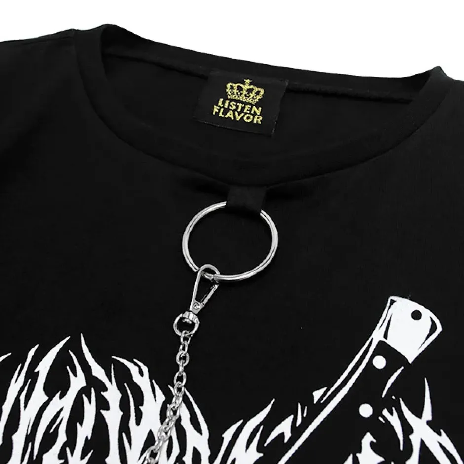 LISTEN FLAVOR Cutting Through Heart Eyelet Chain Top Sale