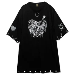 LISTEN FLAVOR Cutting Through Heart Eyelet Chain Top Sale