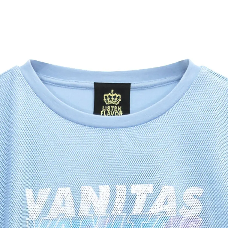 Tops>LISTEN FLAVOR Cyber Skull Mesh Layer T-Shirt