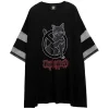 LISTEN FLAVOR Dangerous Black Cat Sheer Switching Top Discount