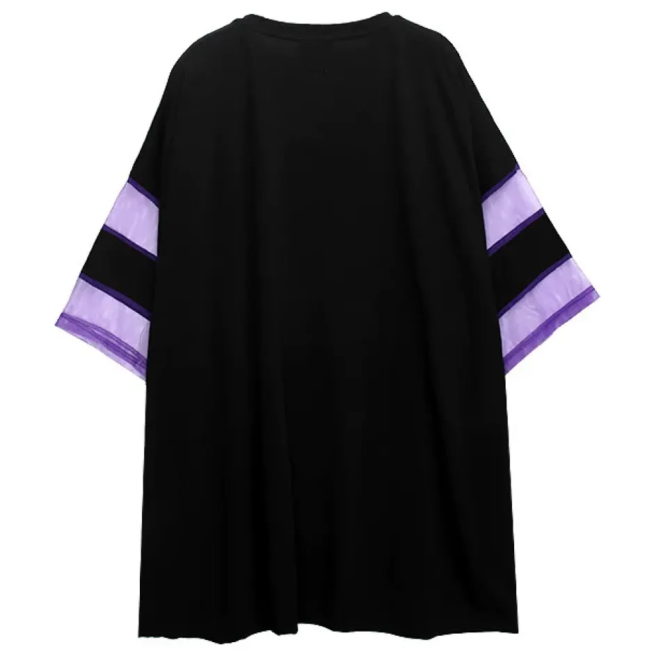 LISTEN FLAVOR Dangerous Black Cat Sheer Switching Top Discount