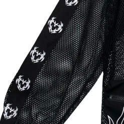 LISTEN FLAVOR Dangerous Heart Sleeve Line Mesh Zip Hoodie Black New