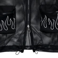 LISTEN FLAVOR Dangerous Heart Sleeve Line Mesh Zip Hoodie Black New