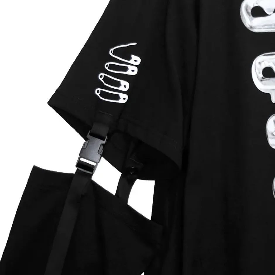 LISTEN FLAVOR Dangerous Safety Pin Separate Sleeve Hoodie Clearance